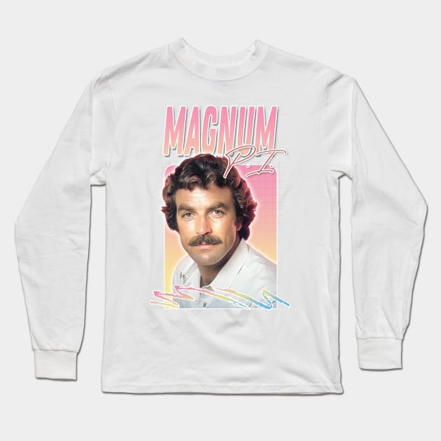 Magnum PI / Retro 80s Aesthetic Design Long Sleeve T-Shirt by DankFutura